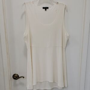 〰️Slinky Brand〰️ Cream Sleeveless Peplum Top 1X